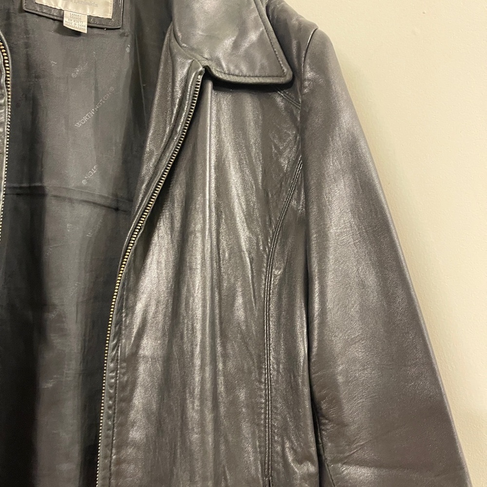 Worthington Black Leather Zip-Front Jacket